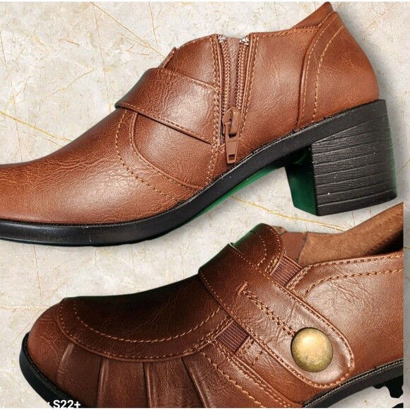 Womens 7 M Easy Street Comfort Wave Women’s Ballad Bootie Shoes Adjustable Tan - Picture 5 of 7